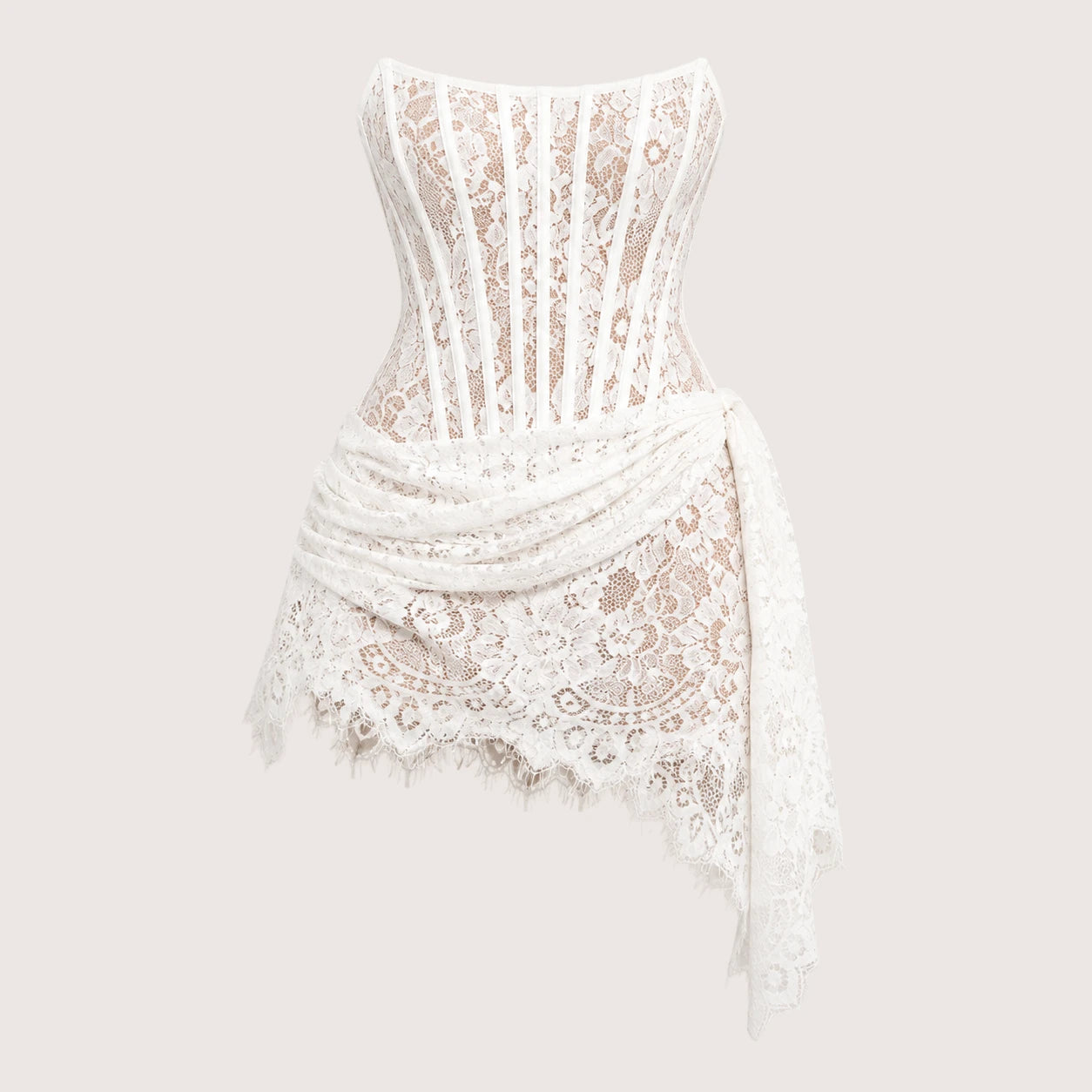 Lila | Damen Trägerloses Spitzen Korsett Minikleid