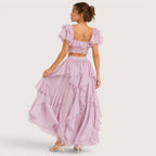 Daisy | Damen Schulterfreies Midikleid Mit Rüschen Und Lagen