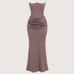 Valentina | Damen Trägerloses Korsett Maxikleid Mit Drapiertem Rock