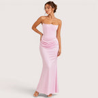 Valentina | Damen Trägerloses Korsett Maxikleid Mit Drapiertem Rock