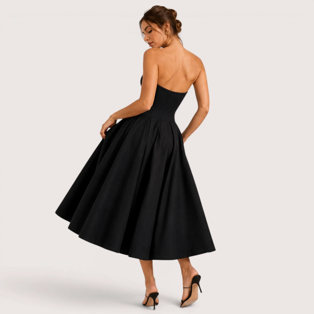 Gabriella | Damen Trägerloses Midikleid Mit Herzförmigem Ausschnitt