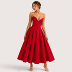 Gabriella | Damen Trägerloses Midikleid Mit Herzförmigem Ausschnitt