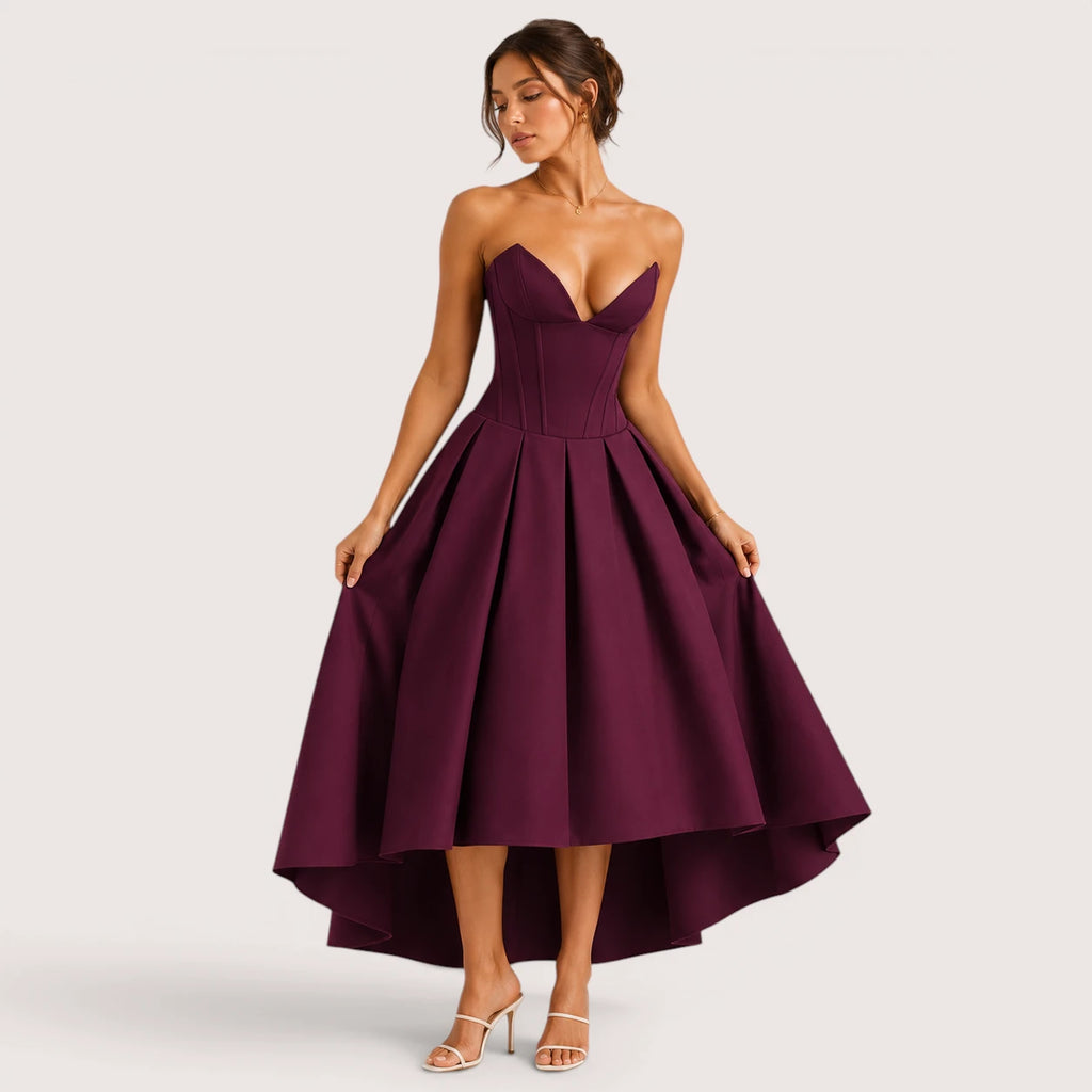 Gabriella | Damen Trägerloses Midikleid Mit Herzförmigem Ausschnitt