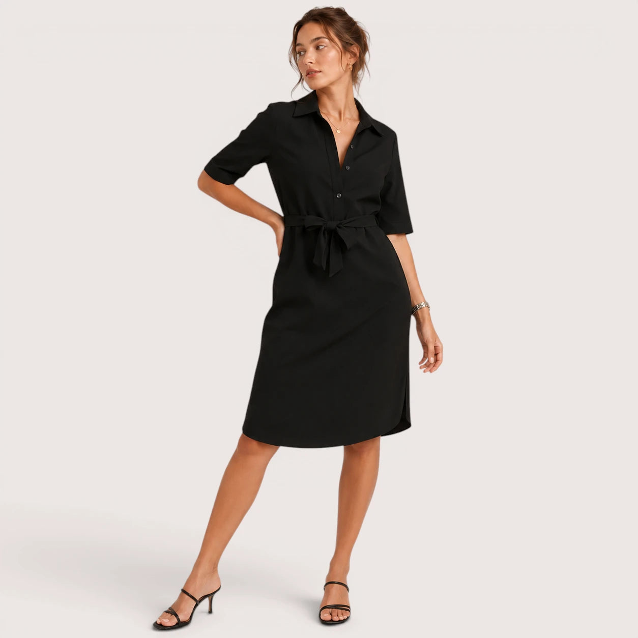 Renata | Damen Kleid Mit Lockerer Passform Und Bindegürtel