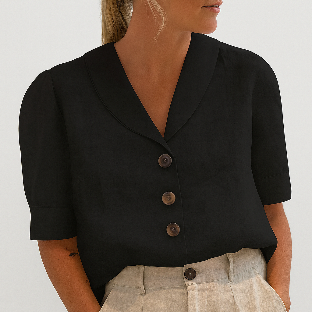 Brenna | Damen Bluse Mit Knopfleiste Und V-Ausschnitt