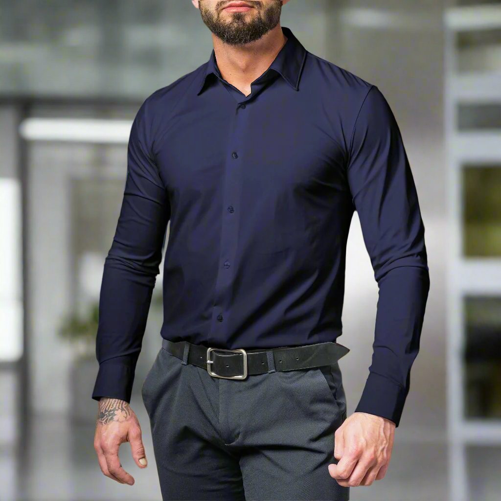 Zane | Herren Stretch Hemd Mit Klassischem Kragen Und Manschetten