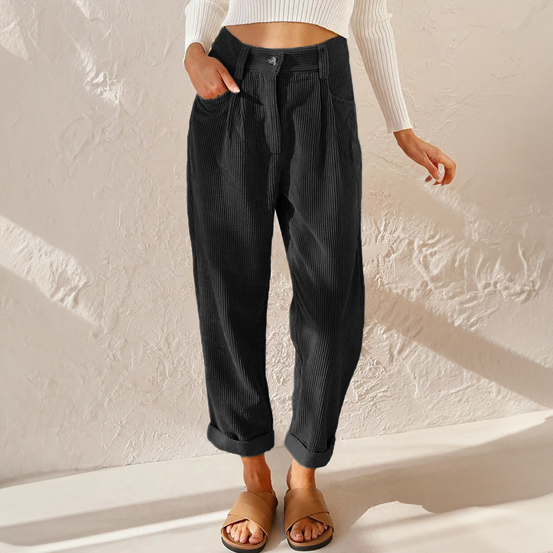 Viviana | Damen High Waist Cordhose Mit Bundfalten