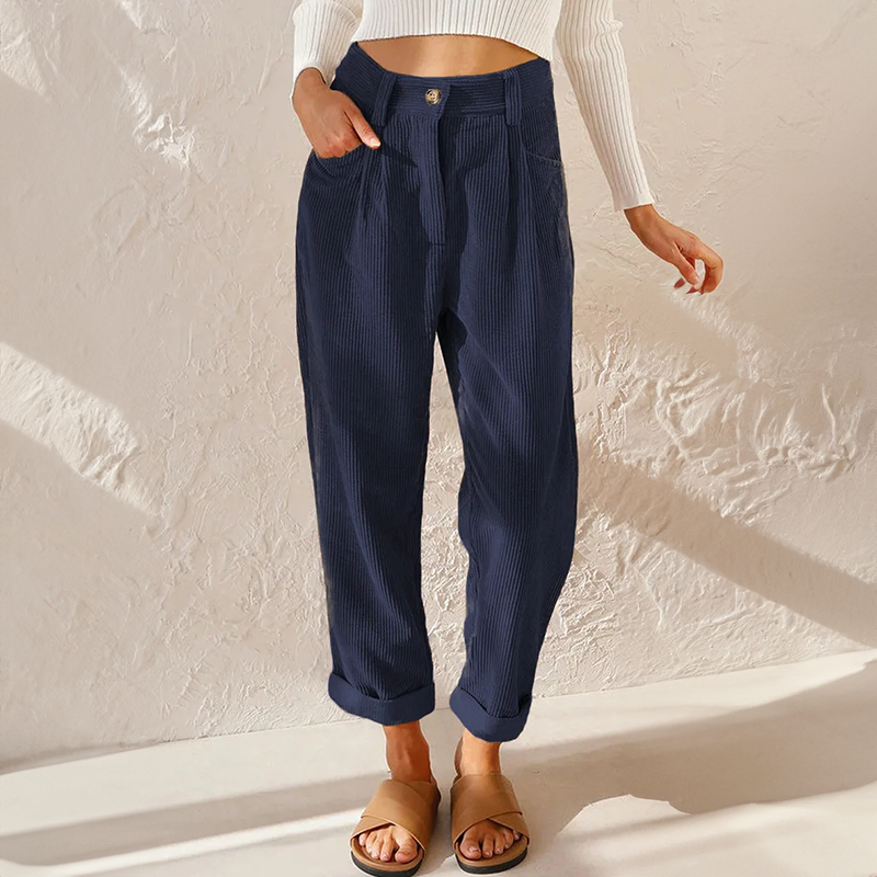 Viviana | Damen High Waist Cordhose Mit Bundfalten