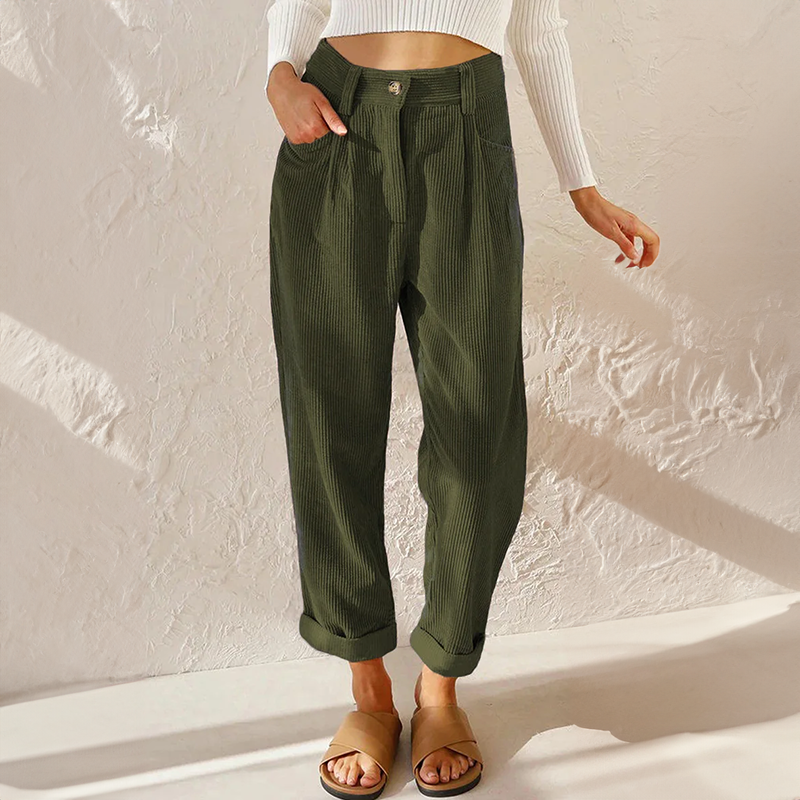 Viviana | Damen High Waist Cordhose Mit Bundfalten