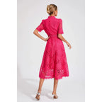 Juliette | Damen Kurzarm Spitzen Midi Kleid