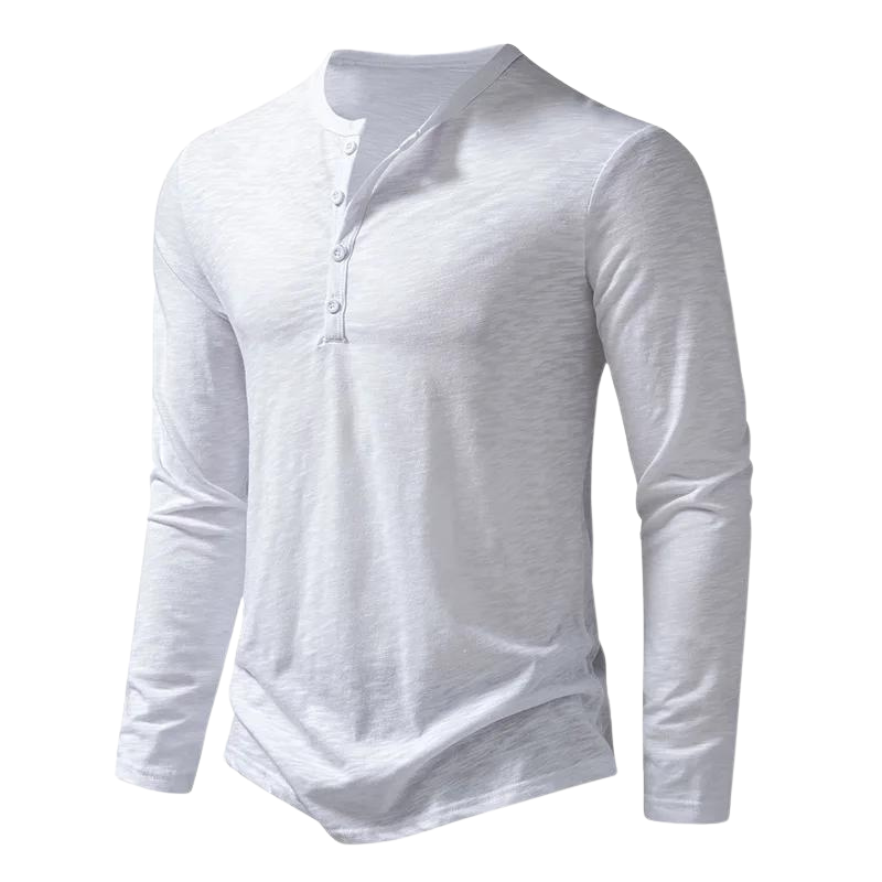 Aaron | Herren Langarm Henley Shirt Mit Knopfleiste