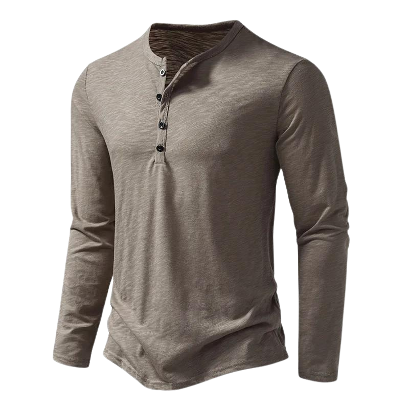 Aaron | Herren Langarm Henley Shirt Mit Knopfleiste