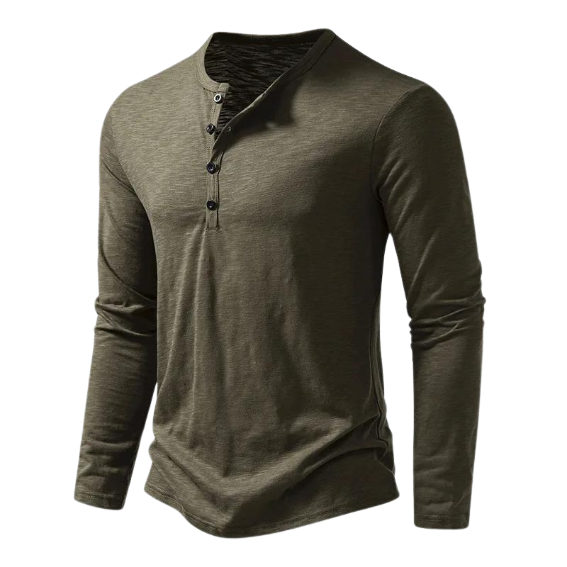 Aaron | Herren Langarm Henley Shirt Mit Knopfleiste