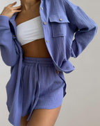 Ariana | Zweiteiliges Set Mit Hemd Und Shorts Mit Elastischem Bund