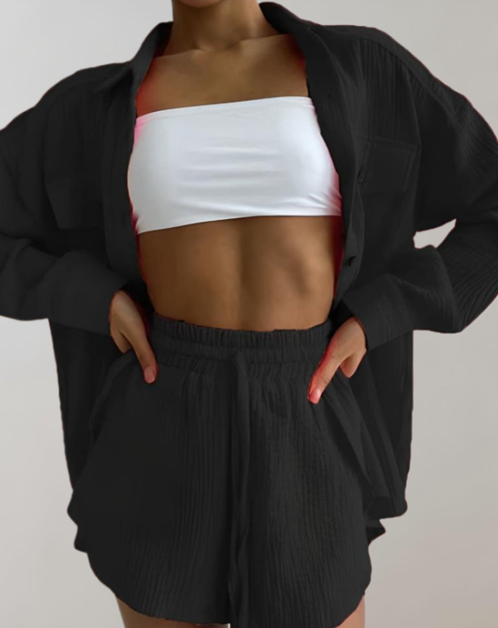 Ariana | Zweiteiliges Set Mit Hemd Und Shorts Mit Elastischem Bund