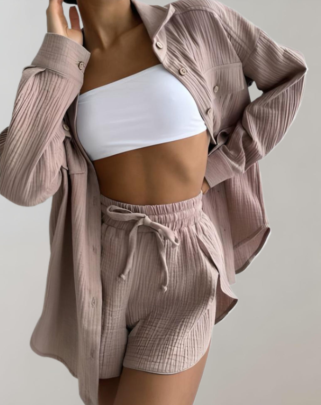 Ariana | Zweiteiliges Set Mit Hemd Und Shorts Mit Elastischem Bund