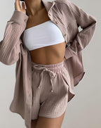 Ariana | Zweiteiliges Set Mit Hemd Und Shorts Mit Elastischem Bund