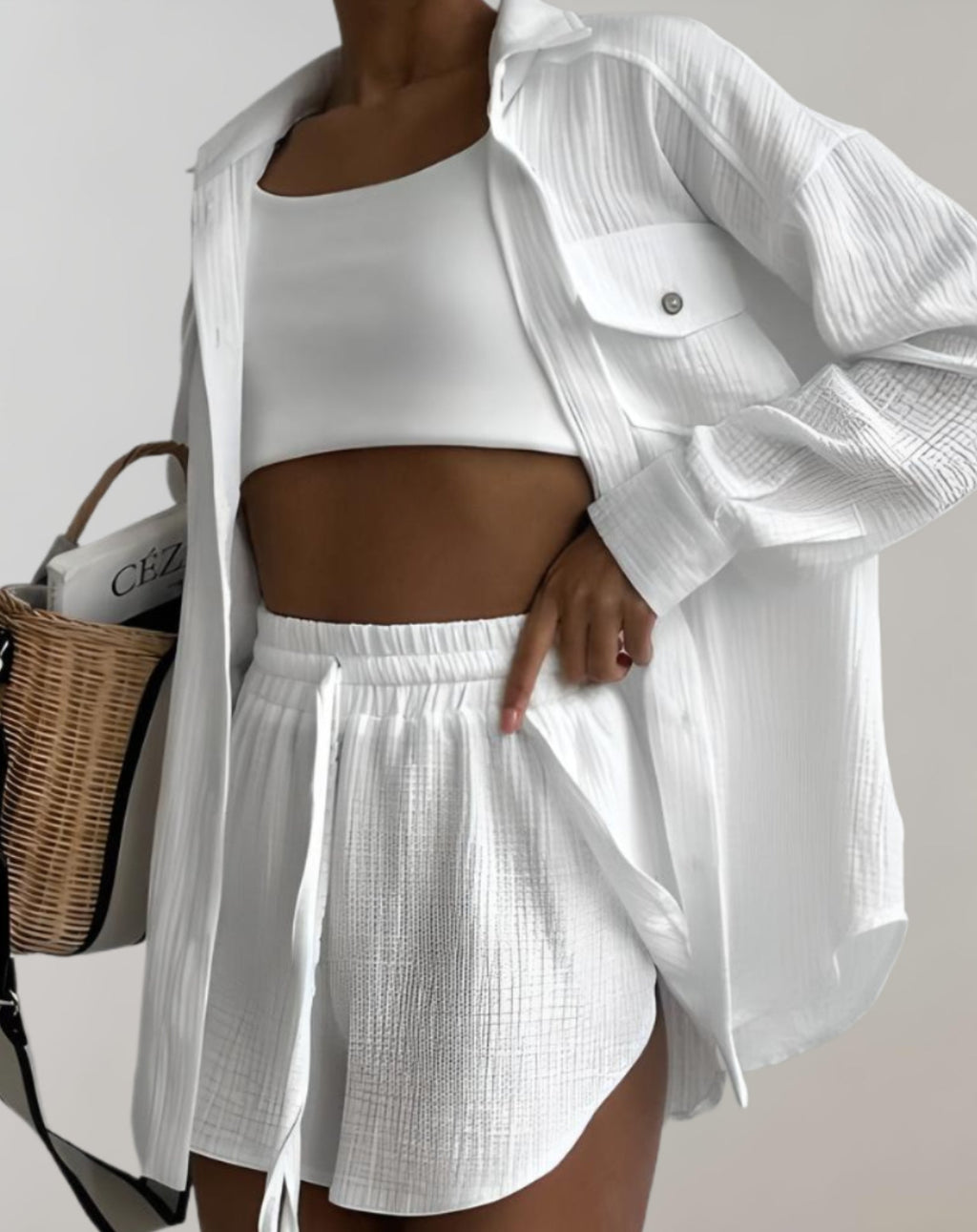 Ariana | Zweiteiliges Set Mit Hemd Und Shorts Mit Elastischem Bund