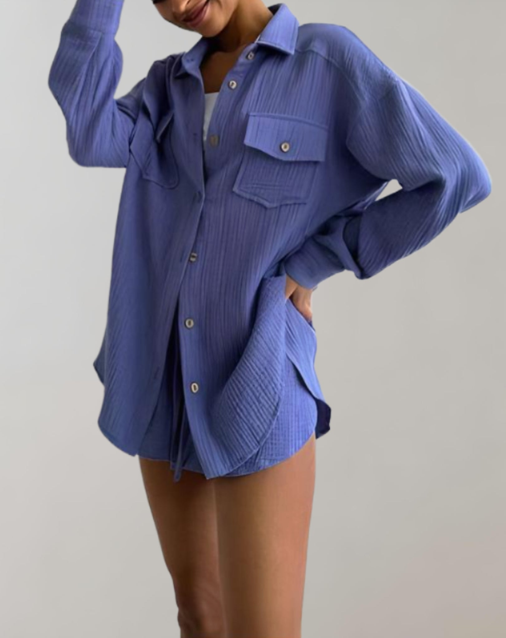 Ariana | Zweiteiliges Set Mit Hemd Und Shorts Mit Elastischem Bund