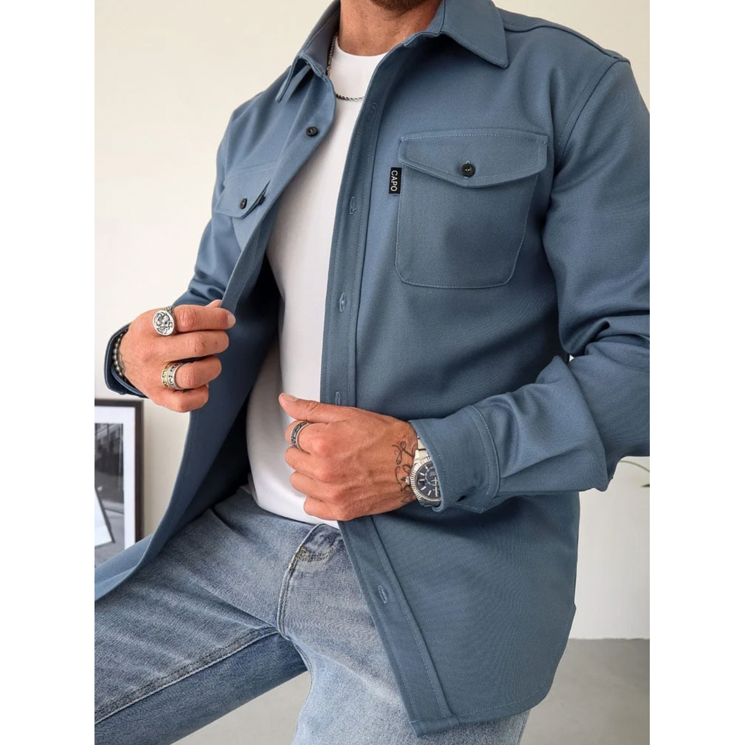 Samuel | Herren-Langarmhemd mit Knopfleiste und Brusttaschen