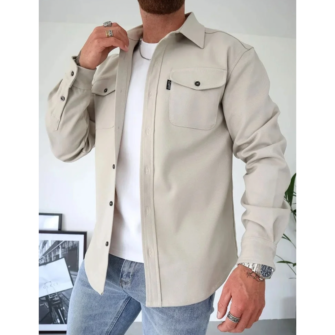 Samuel | Herren-Langarmhemd mit Knopfleiste und Brusttaschen