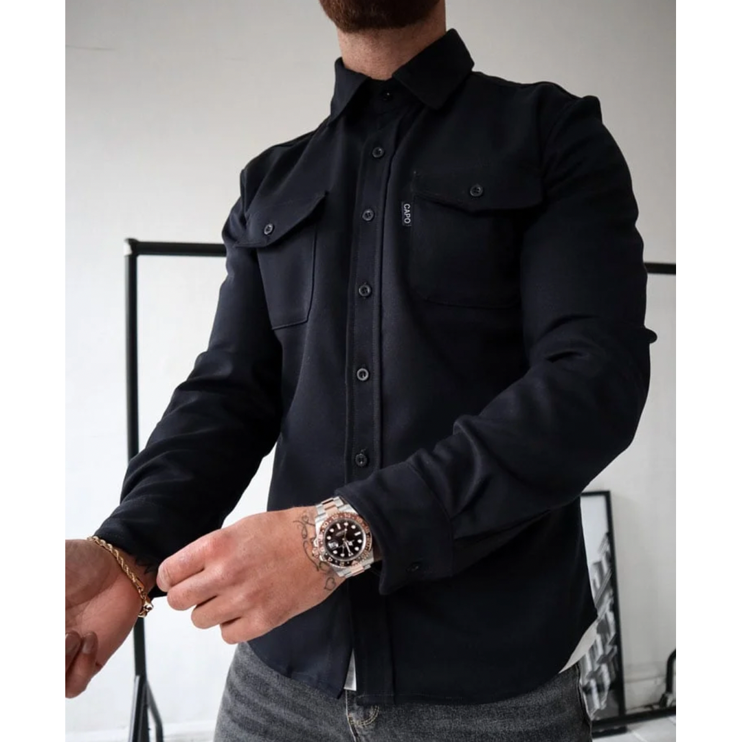 Samuel | Herren-Langarmhemd mit Knopfleiste und Brusttaschen