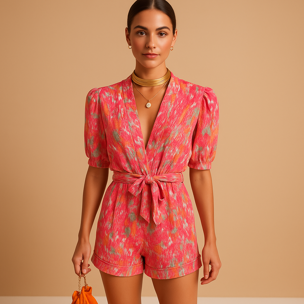 Zelda | Damen Kurzer Jumpsuit Mit Gürtel