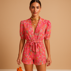 Zelda | Damen Kurzer Jumpsuit Mit Gürtel