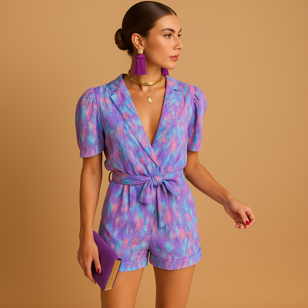 Zelda | Damen Kurzer Jumpsuit Mit Gürtel