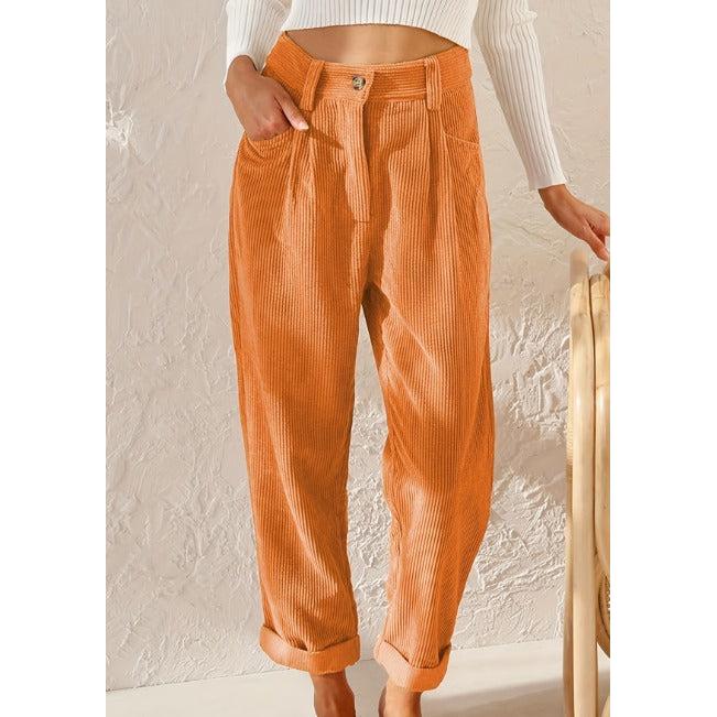Viviana | Damen High Waist Cordhose Mit Bundfalten