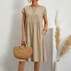 Willa | Damen Kurzarm Midikleid Mit Seitentaschen