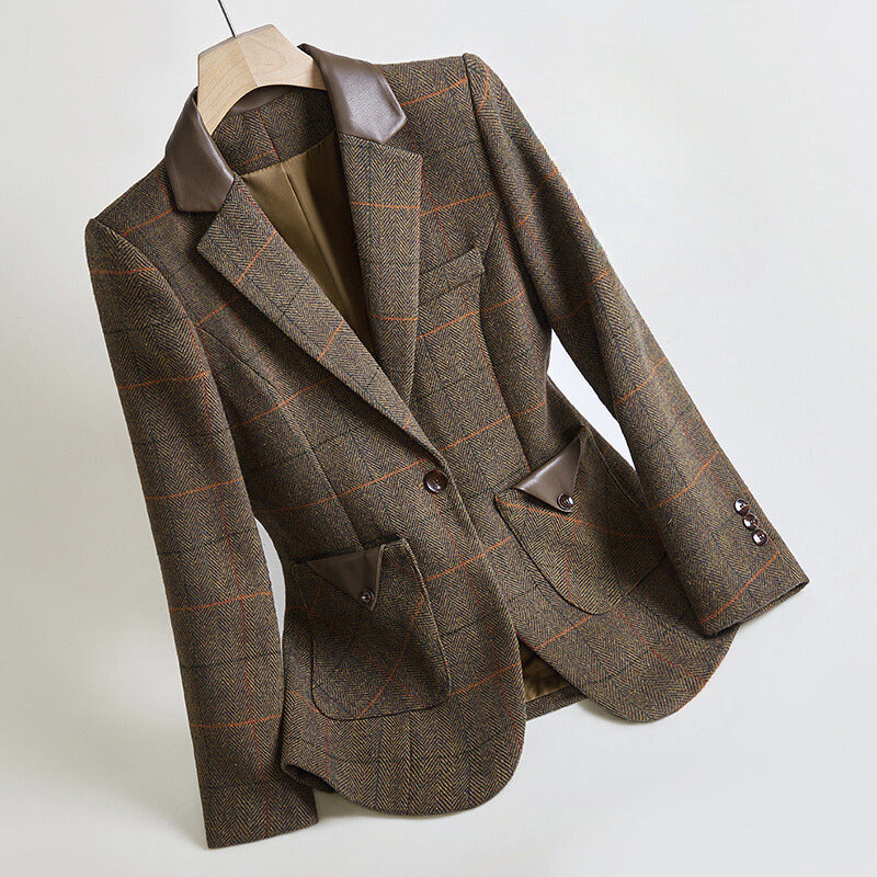 Scarlett | Damen Karierter Blazer Mit Reverskragen