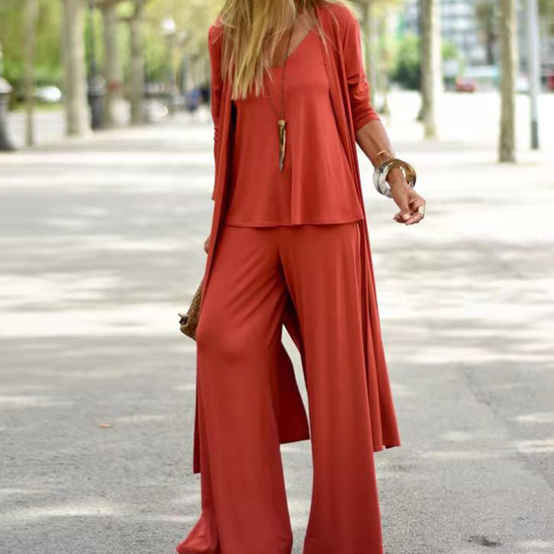 Madison | Damen Dreiteiliges Set Mit Strickjacke, Top Und Hose