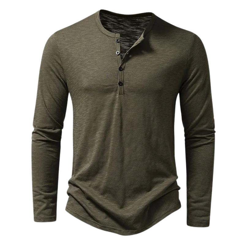 Aaron | Herren Langarm Henley Shirt Mit Knopfleiste