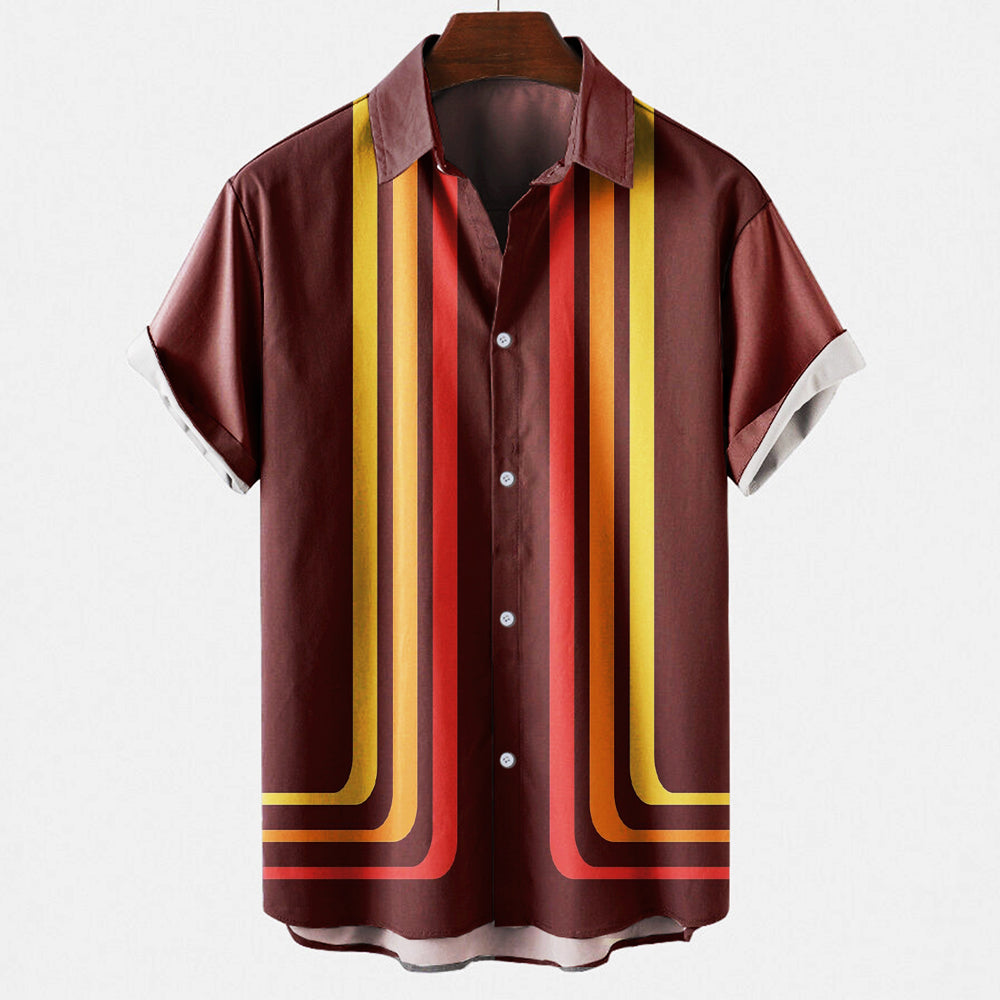 Ryan | Herren Hemd Mit Knopfleiste Und Retro Streifen