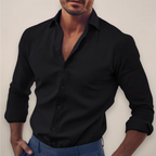 Leo | Herren Langarm Hemd Mit Knopfleiste In Unifarbe