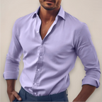 Leo | Herren Langarm Hemd Mit Knopfleiste In Unifarbe