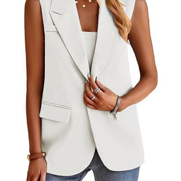 Faye | Damen Ärmellose Blazer Weste Mit Reverskragen