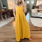 Valeria | Damen Jumpsuit Mit Weitem Bein Und Verstellbaren Trägerknöpfen