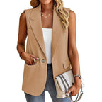 Faye | Damen Ärmellose Blazer Weste Mit Reverskragen