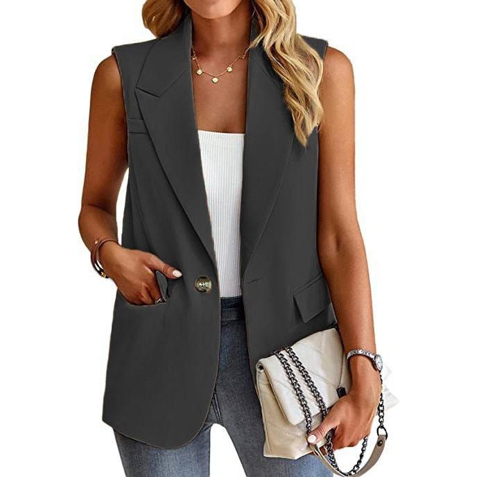 Faye | Damen Ärmellose Blazer Weste Mit Reverskragen
