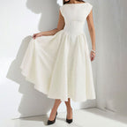 Miriam | Damen Midikleid Mit Rundhalsausschnitt Und Ausgestelltem Rock
