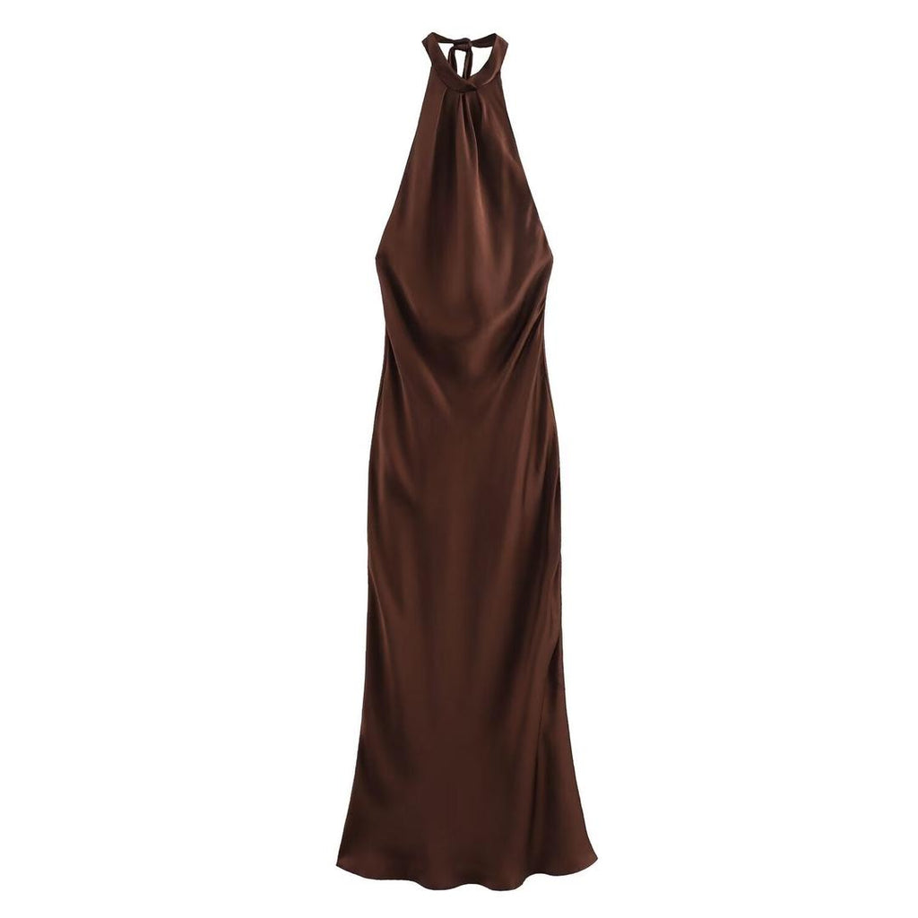 Bianca | Samt Midi Kleid Mit Neckholder Und Ärmellos