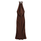 Bianca | Samt Midi Kleid Mit Neckholder Und Ärmellos