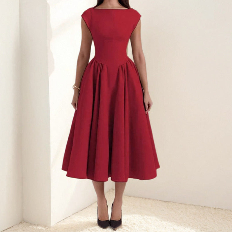 Miriam | Damen Midikleid Mit Rundhalsausschnitt Und Ausgestelltem Rock