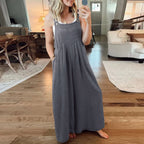 Valeria | Damen Jumpsuit Mit Weitem Bein Und Verstellbaren Trägerknöpfen