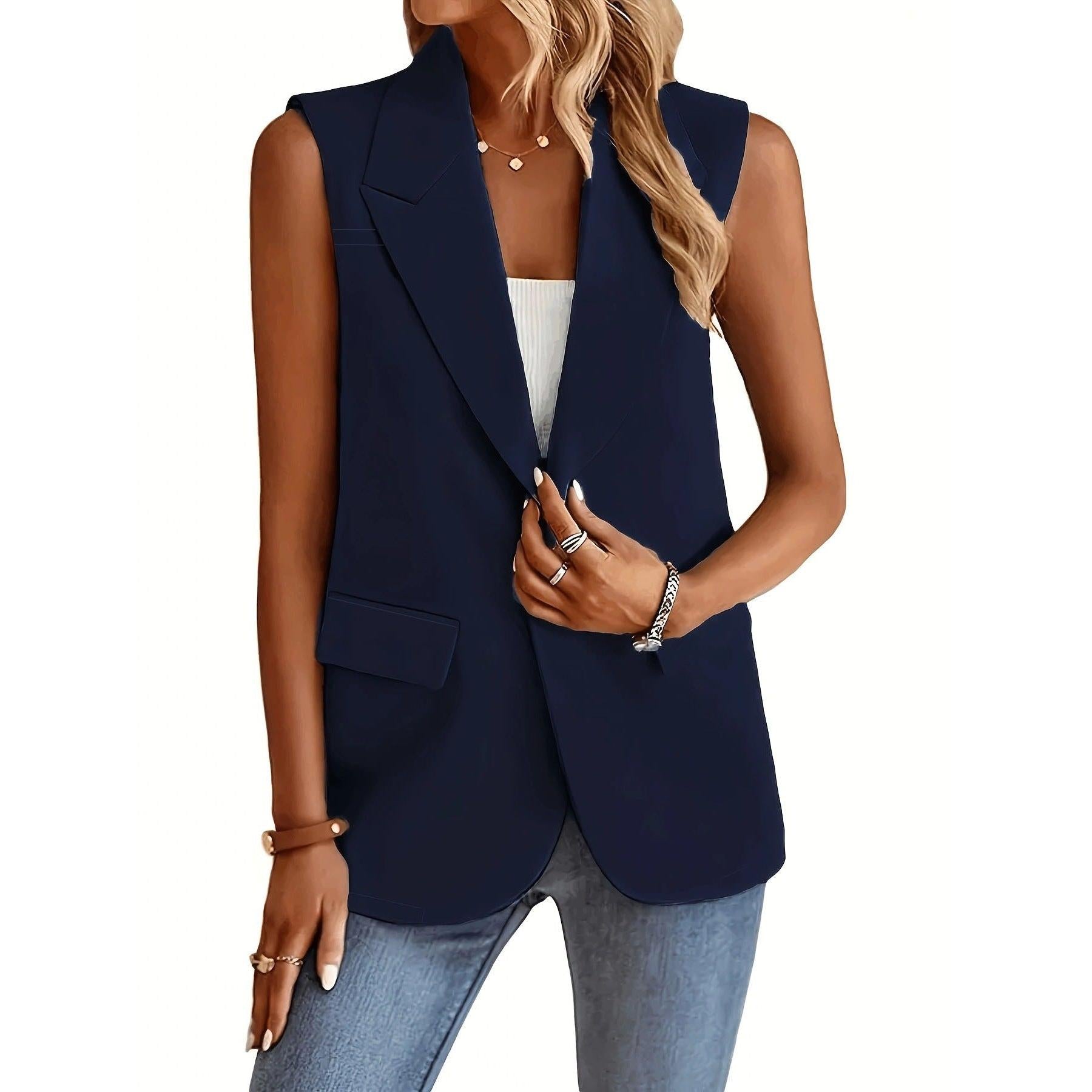 Faye | Damen Ärmellose Blazer Weste Mit Reverskragen