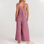 Valeria | Damen Jumpsuit Mit Weitem Bein Und Verstellbaren Trägerknöpfen