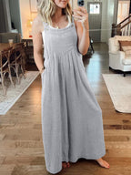 Valeria | Damen Jumpsuit Mit Weitem Bein Und Verstellbaren Trägerknöpfen