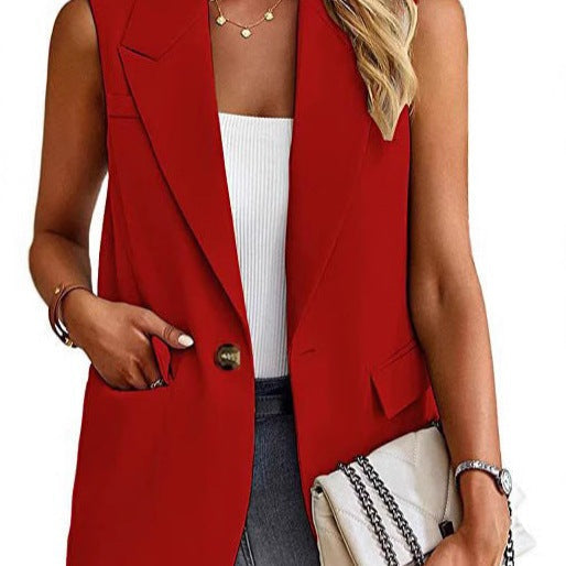 Faye | Damen Ärmellose Blazer Weste Mit Reverskragen